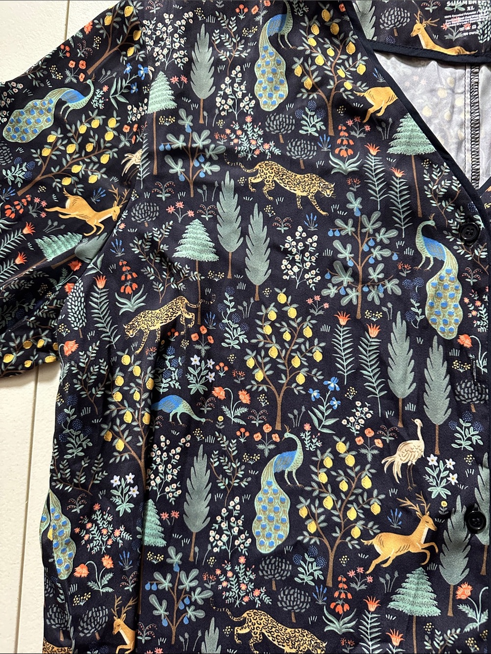 summersalt Black Button-Down Shirt with Multicolor Nature & Animal Print - Picture 3 of 6